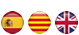 Selector de idioma: Español, Català, English